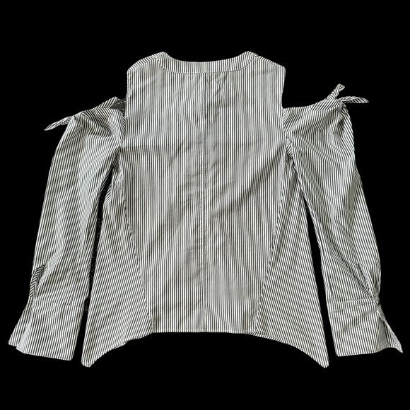 Donna Karan New York Cold Shoulder Striped Button Down - Size S - Picture 3 of 10